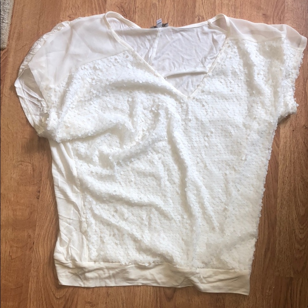 Express like new slouchy sequin mesh t shirt xs